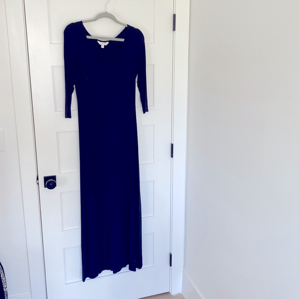 Floor length navy blue dress